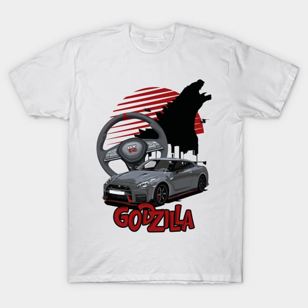 Nissan GT-R Godzilla Vector T-Shirt by Ajie Negara